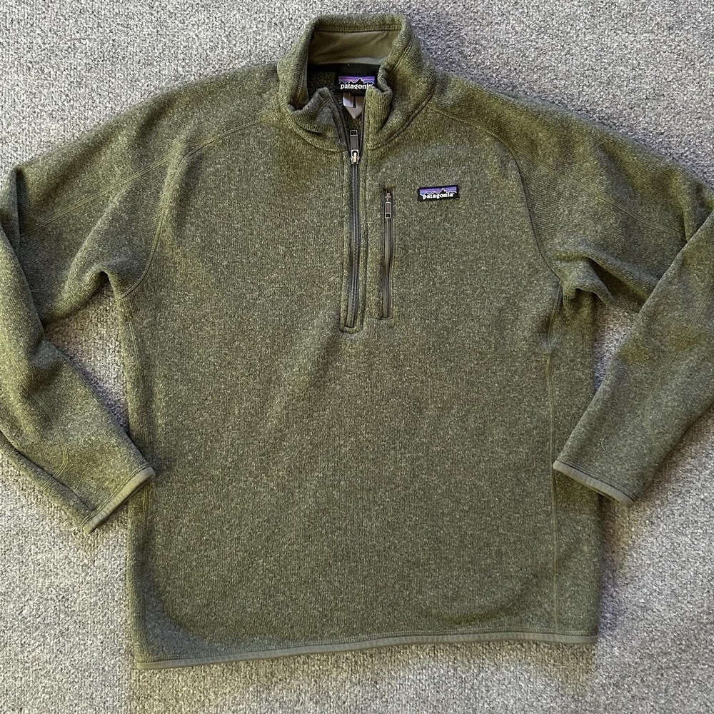 Patagonia Better Sweater Mens Large Green 1/4 Zip Fleece Pullover Top Layer